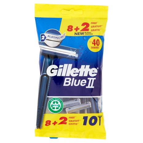 Gillette Blue II Rasoio da Uomo Usa e Getta - 8 rasoi + 2 Gratis